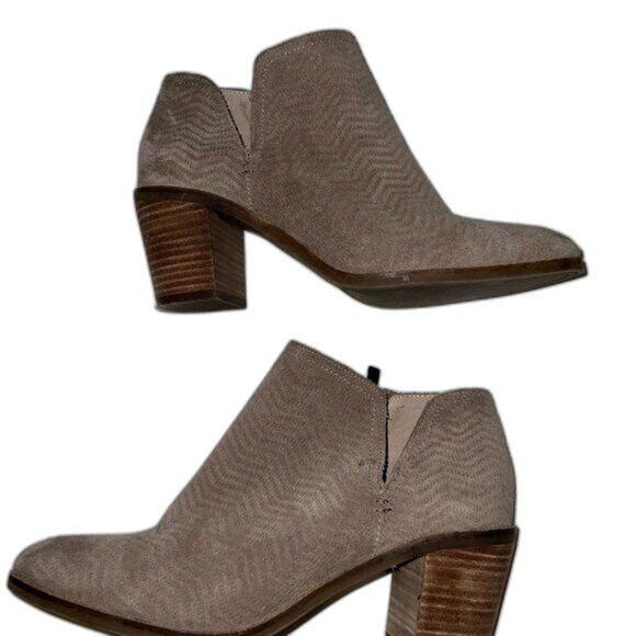 Lucky Brand Leather, Suede Booties Size 7, Heel Size 2.5 Taupe - Picture 1 of 6